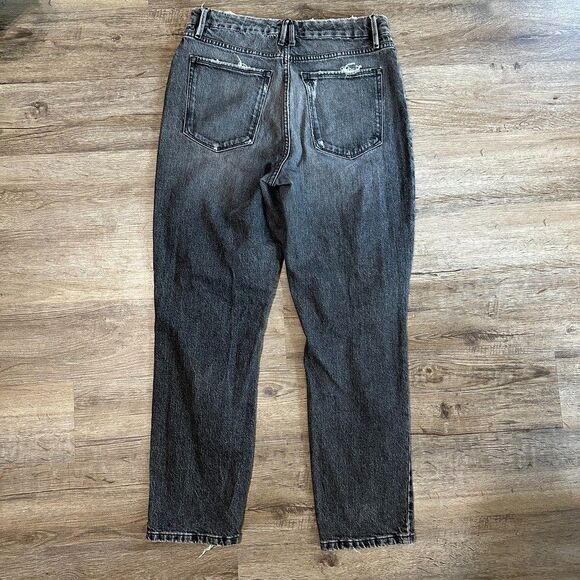 Good American Distressed Black Straight Jeans Size 6/28 High Waist Grunge Emo - Picture 6 of 6